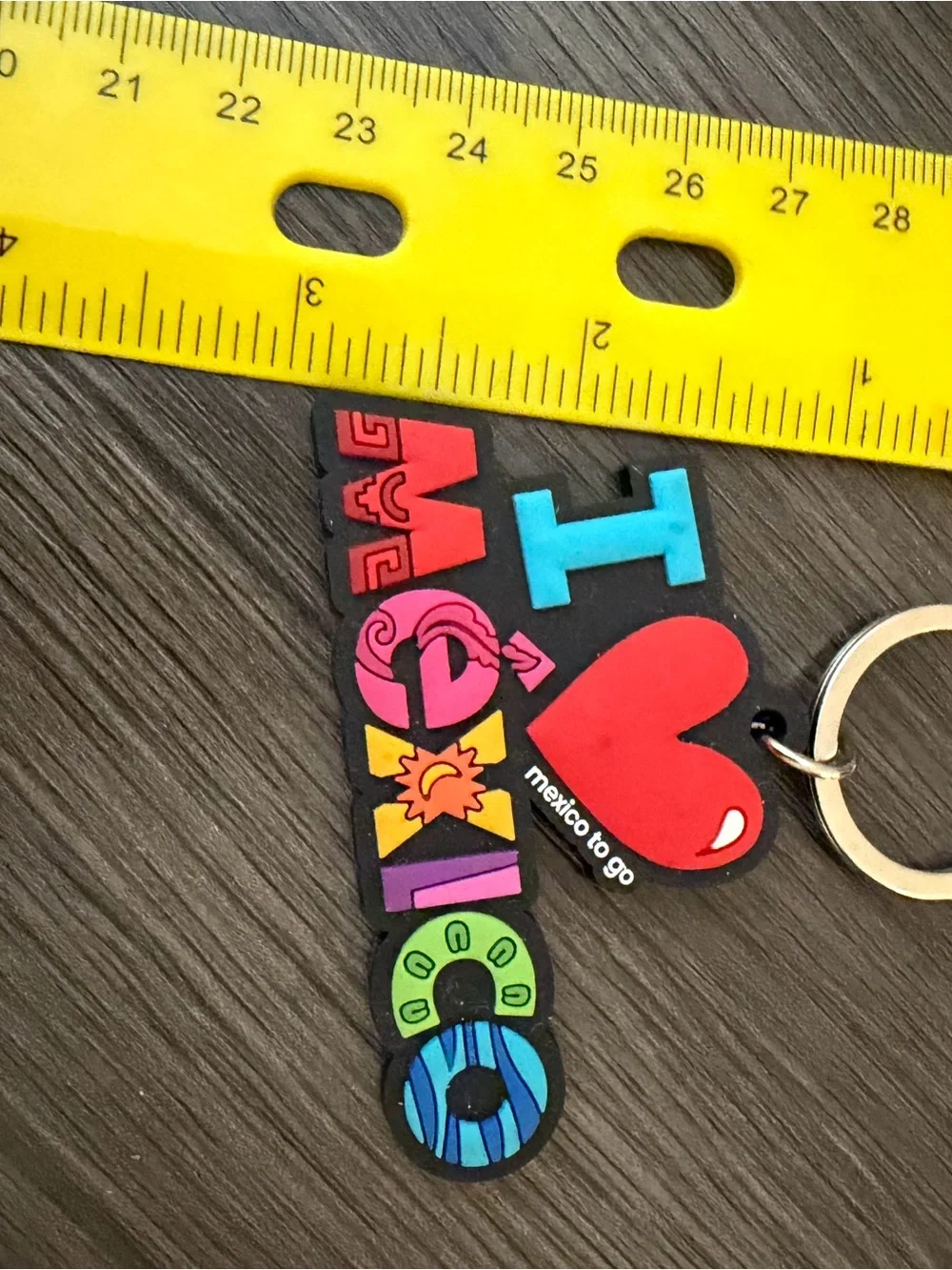 Colorful Mexico Keychain with Red Heart Charm